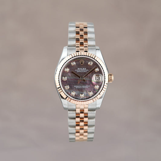 Rolex Datejust 31 Two Tone Rose Gold Tahitian MOP w/ Diamond 178271 2018